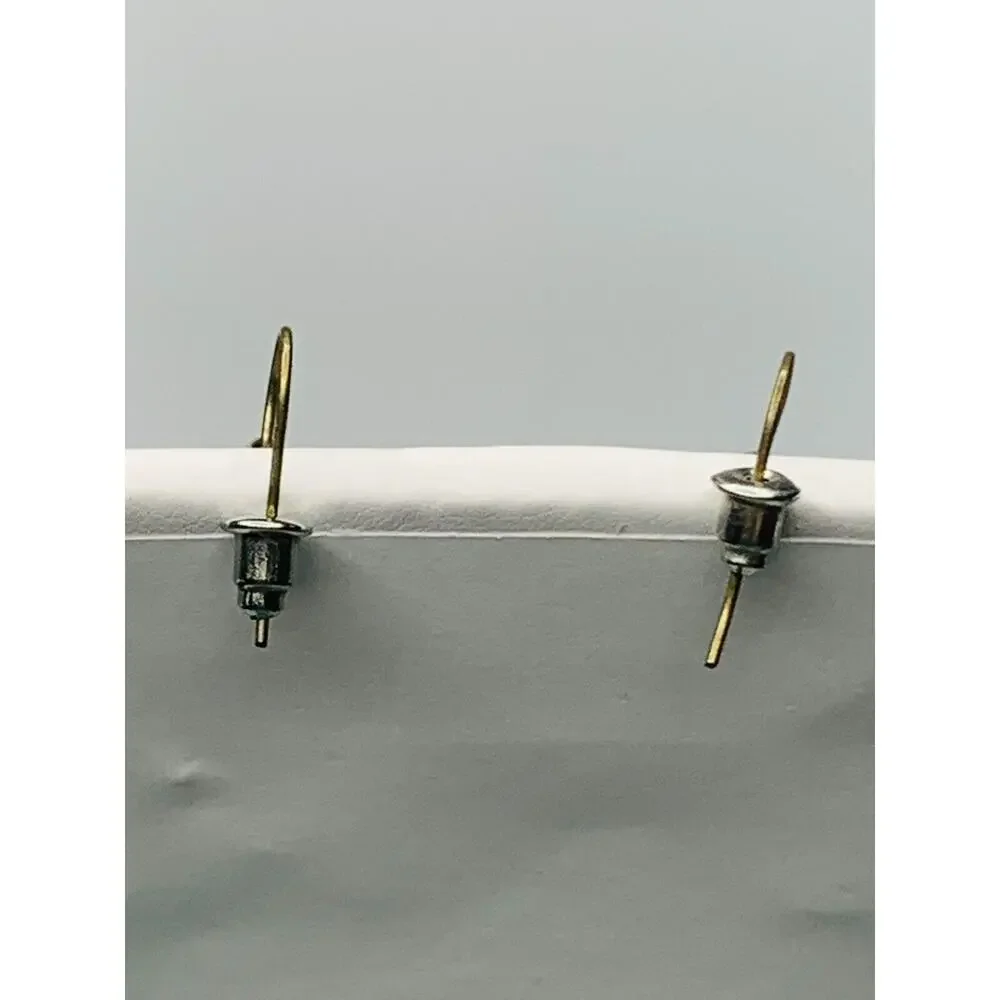 Silver Toned Hook Earrings with a Rectangle Charm Looped in Chains